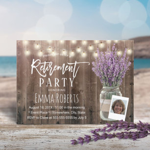 Invitation Retraite photo Lavande rustique Mason Jar Wood