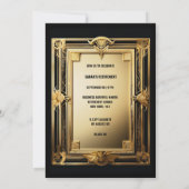 Invitation Retraite photo noir or adieu rétro partie (Dos)