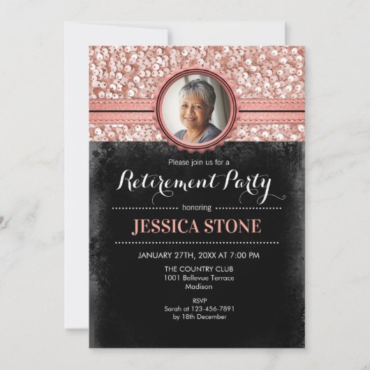 Invitation Retraite photo - Rose Gold Black (Devant)