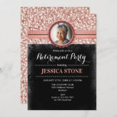Invitation Retraite photo - Rose Gold Black (Devant / Derrière)