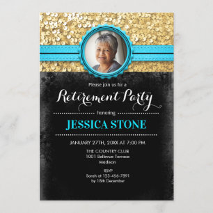 Invitation Retraite photo - Turquoise Blue Gold Black