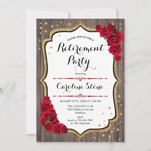 Invitation Retraite - Red Roses Wood (Devant)