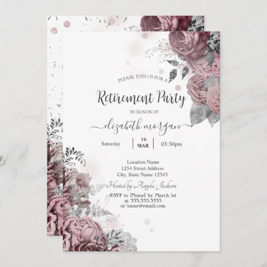 Invitation Retraite Rose Chic Blush (Devant / Derrière)