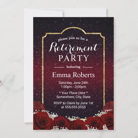 Invitation Retraite Rose moderne Floral Bourgogne Parties sci (Devant)