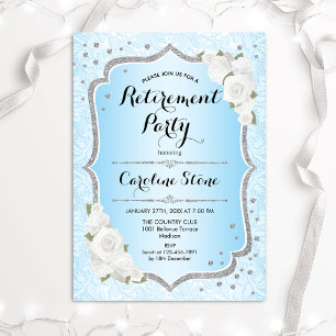 Invitation Retraite - Roses Bleues Blances
