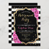 Invitation Retraite - Roses roses roses blanches noires (Devant / Derrière)