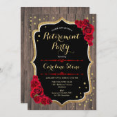 Invitation Retraite - Roses Rustiques Rouges Bois (Devant / Derrière)