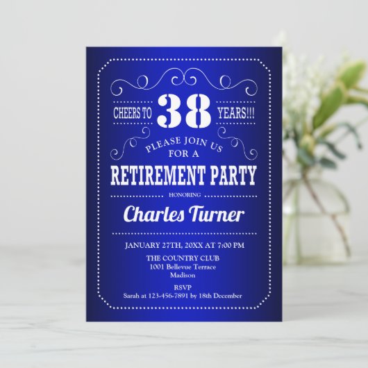 Invitation Retraite - Royal Blue White (Debout devant)