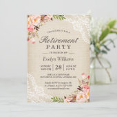 Invitation Retraite - Rustique Floral Ivory Burlap Lace (Debout devant)