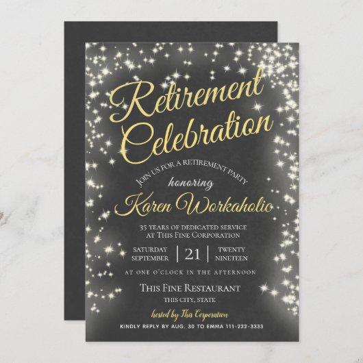 Invitation Retraite Starry Chalkboard Sky (Devant / Derrière)