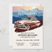 Invitation Retraite Voyage Retro classique thème de voiture (Devant)