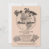 Invitation Retraite Voyage Thème Partie Bon Voyage Globe (Devant)