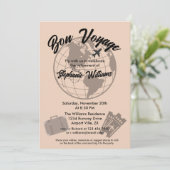 Invitation Retraite Voyage Thème Partie Bon Voyage Globe (Debout devant)