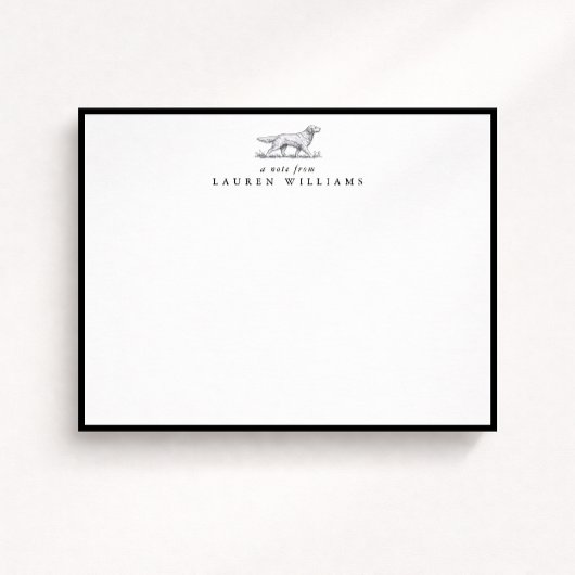 Invitation Retriever Dog Sketch Black Border Note Card