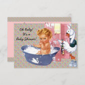 Invitation Retro 1940s Baby shower V2 (Devant / Derrière)