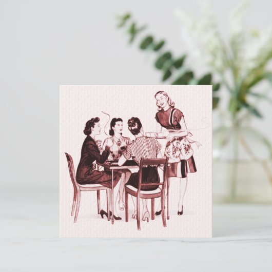 Invitation Retro 1940s Card Party (Debout devant)