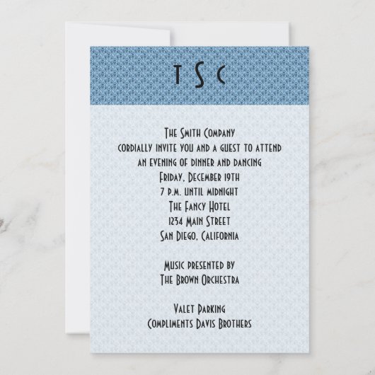 Invitation Retro 1940s Dîner & Dancing (Dos)