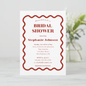 Invitation Retro 1950 arête vague Fête des mariées rouge fonc (Debout devant)