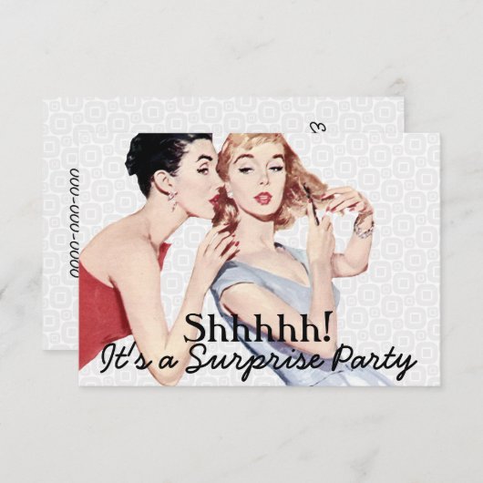 Invitation Retro 1950 Surprise Birthday Party V2 (Devant / Derrière)