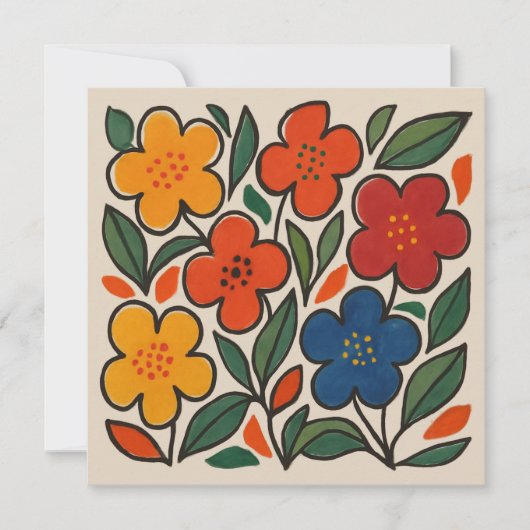 Invitation Retro 1960s Style Floral Pattern (Devant)