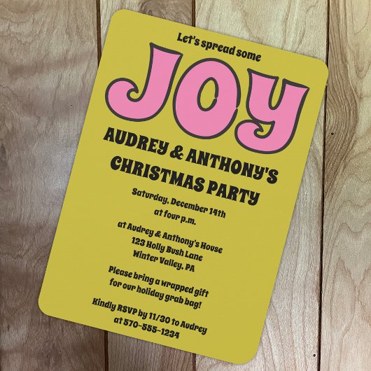 Invitation Retro 1970 Lime Green and Pink Christmas Party