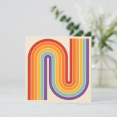 Invitation Retro 1970s Style Arched Stripes Geometric Pattern (Debout devant)