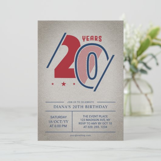 Invitation Retro 20e anniversaire (Debout devant)
