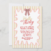 Invitation Retro 30th Bow Bonjour Trente Photo Anniversaire M (Devant)