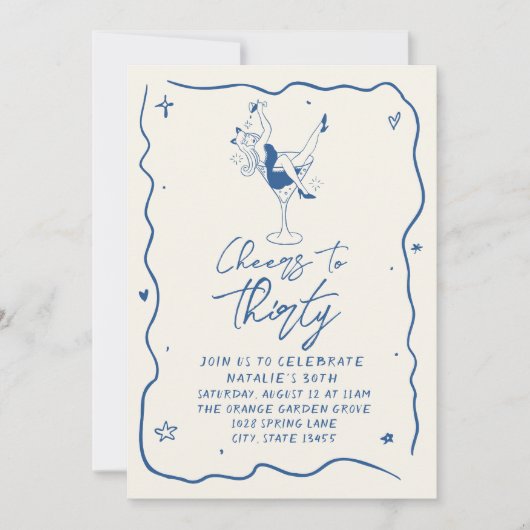 Invitation Retro 30th Cheers To Thirty Coastal Birthday Party (Devant)