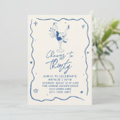 Invitation Retro 30th Cheers To Thirty Coastal Birthday Party (Debout devant)