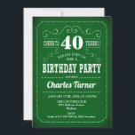 Invitation Retro 40th Birthday Party - Vert blanc<br><div class="desc">40e anniversaire invitation en vert et blanc. Elégante invitation d'anniversaire adulte pour hommes ou femmes. Fonctionne avec une police de script de typographie rétro. Bravo à 40 ans ! Carte Invitation parfaite pour une célébration anniversaire de jalon élégante.</div>