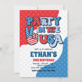 Invitation Retro 4 juillet Party Aux Etats-Unis Anniversaire (Devant)