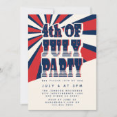 Invitation Retro 4 juillet Red White et Blue Party (Devant)
