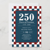Invitation Retro 4th of July 250 Years Party Checkered (Devant)