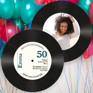 Invitation Retro 50e anniversaire Photo Faux Vinyl Record Mus