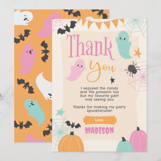 Invitation Retro 50s Halloween Party Thank You Card (Devant / Derrière)