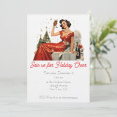 Invitation Retro 50's Lady in Red Christmas Party (Debout devant)