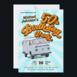 Invitation Retro 50th Birthday Classic Automobile Fun Party<br><div class="desc">Retro 50th Birthday Classic Automobile Fun Party Invitation. Un design vintage rétro amusant pour une fête d'anniversaire classique à thème. Le design comporte un Volkswagen vintage et il est parfait pour les amateurs de voiture! Découvrez la collection pour un décor de fête assorti.</div>