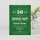 Invitation Retro 50th Birthday Party - Vert blanc (Debout devant)