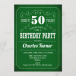 Invitation Retro 50th Birthday Party - Vert blanc<br><div class="desc">Invitation à la fête du 50e anniversaire. Design rétro élégant en vert et blanc. Peut être customisé à n'importe quel âge!</div>