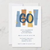 Invitation Retro 60e anniversaire Midsiècle moderne bleu (Devant)