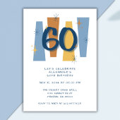 Invitation Retro 60e anniversaire Midsiècle moderne bleu
