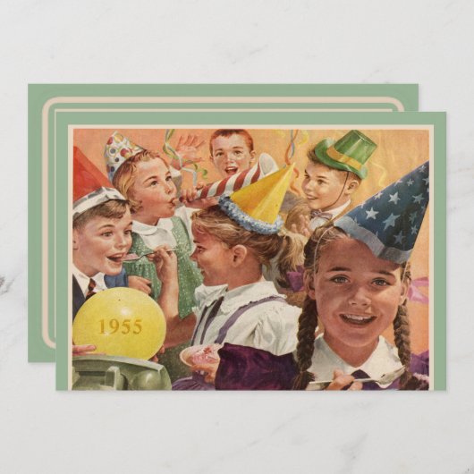 Invitation Retro 60e fête d'anniversaire 1955 Souvenirs d'enf (Devant / Derrière)