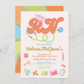 Invitation Rétro 60's 70's Infirmière Graduation (Devant / Derrière)