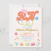 Invitation Rétro 60's 70's Infirmière Graduation (Devant)