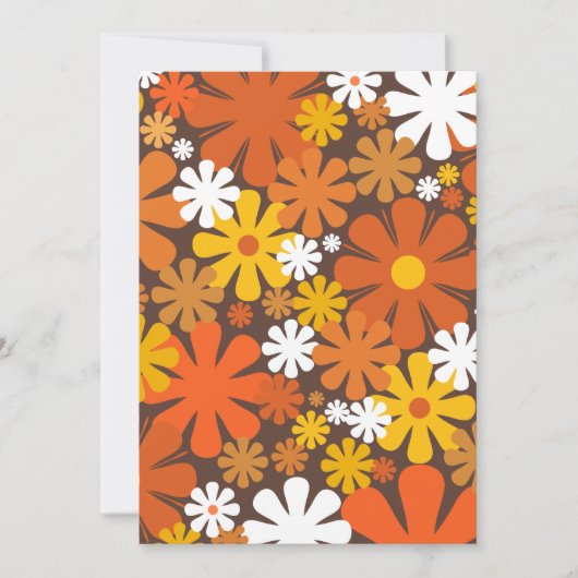 Invitation Retro 60s les années 70 Floral Pattern Orange et B (Devant)