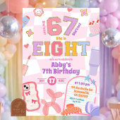 Invitation Retro 67 Aesthetic Girl 8th Birthday Patch Party