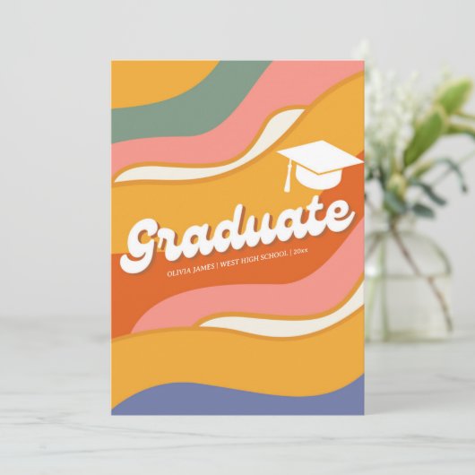 Invitation Retro 700 graduation photo (Debout devant)