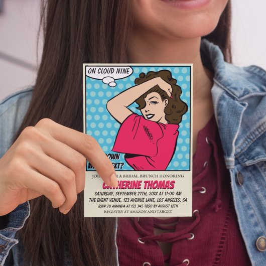 Invitation Retro 70's Comic Book Pop Art Fun Fête des mariées