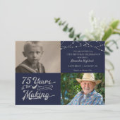 Invitation Retro 75e anniversaire 2 Photo Marine Bleu Argent (Debout devant)